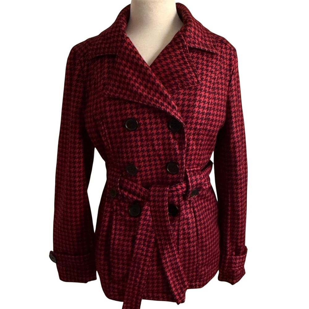 JouJou Houndstooth Sz Lg Coat‎ Double Breasted Lined Jacket Academia Career